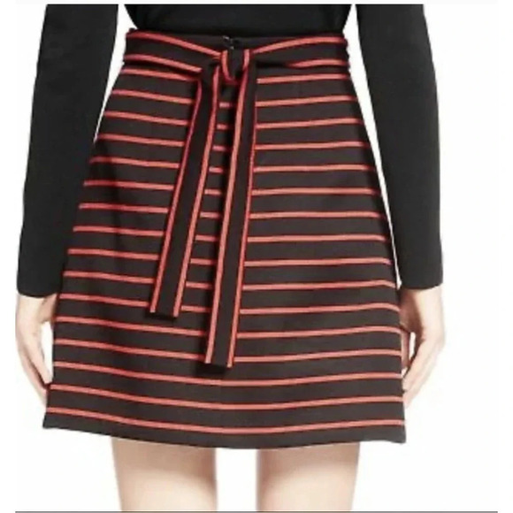 Proenza Schouler Striped Jacquard Suiting‎ Wrap Skirt Black Red Size 4 - Picture 2 of 13